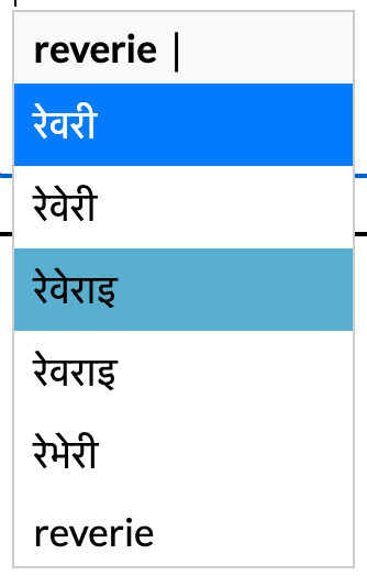 Default Theme - Transliteration Indication